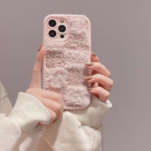 Coque en tissu pelucheux iPhone rose, le cadeau idéal et tendance pour ado et adulte