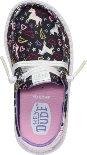 Image of HEYDUDE Girl's Youth Wendy Garden Floral Slip On Shoe | Skyway Blue /Multi | Lightweight Loafer with Elastic Laces