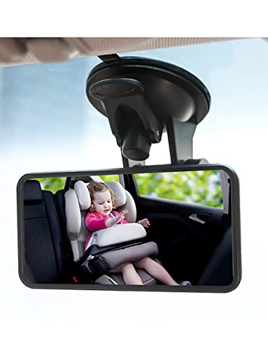 Espejo retrovisor para coche de bebé, color transparente, gran angular, con ventosa, 360 grados, ajustable, montado en el parabrisas para coche, camión, SUV, furgoneta (4.7 x 2.3 pulgadas) Cover