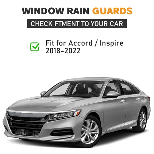 Image of Shatterproof Taped-On Window Deflectors for Honda Accord 2018-2022 with Chrome Trim, Rain Guards, Window Visors for Car, Vent Deflector, 4pcs