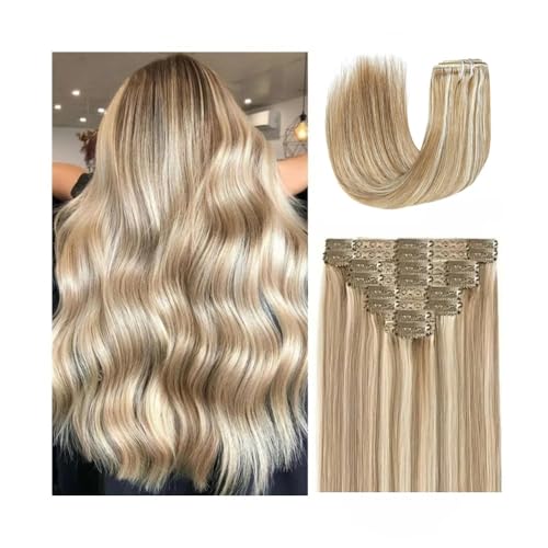 Extensiones de cabello con clip de doble trama para un volumen denso y largo de 22" liso