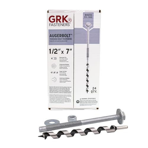 GRK Fasteners 1/2 x 7 AugerBolt™ Galvanized Through Bolts w/Bit, 24 PCS