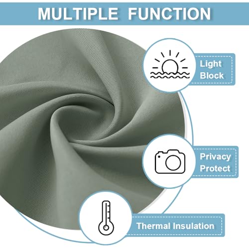Image of RYB HOME Sidelight Door Curtain - Full Privacy Thermal Insulated French Door Glass Window Drapes for Patio /Front /Living Room, W12 x L69 inch, 1 Panel, Sage Green