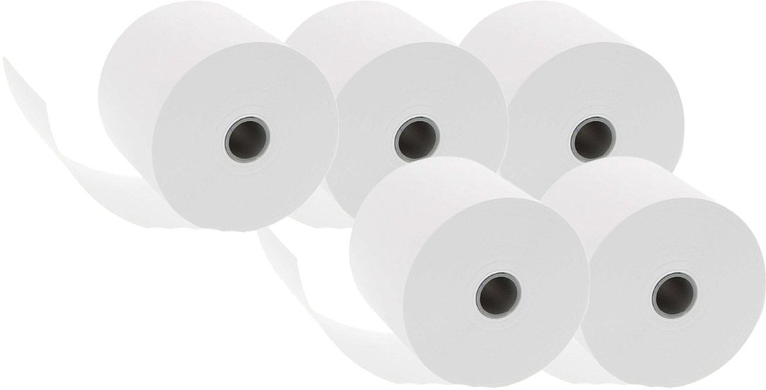 5 x 5 – Rotoli (rotolo di carta di ricambio, adatti per casse e druckende – Calcolatrice da tavolo, 40 lfm, 100% senza legno, 57 x 12 mm, 25 rotoli)