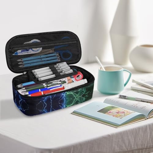 Image of Cool Dinosaur Pencil Case for Boys 6-8 Large Capacity Pencil Pouch for Kids Portable Lightweight Pen Box with Strap for School, Lightning Print