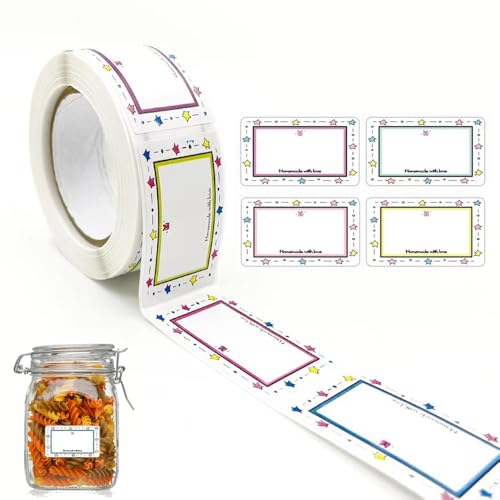 Lxtness Marmeladen Etiketten Selbstklebend 250 Stück Etiketten zum Beschriften Klebeetiketten Marmeladen Etikette für Gläser Marmelade Flaschen Tüten Aufkleber (25x45mm)