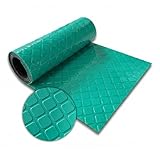 Floordirekt PVC-Bodenbelag - Rutschfester Bodenbelag in Quadrat - Optik Industrieboden - Pflegeleicht & Belastbar - Rollenware mit Zuschnitt - Check Quadra Grün - 110x400 cm