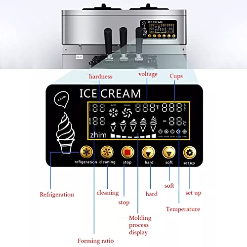 BeFormed Triple Head Commercial Ice Cream Machine, 1200W Soft Serve Ice-Crem-Maker-Maschinen Mit LED-Display, 18 L/H… – Bild 5