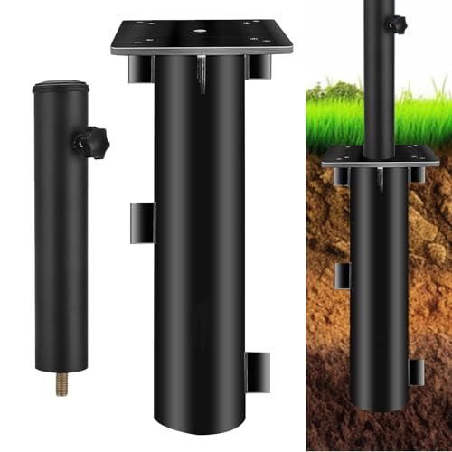 BODYGAD Placa Base De Metal Universal, Entregada Con Tubos De Soporte Para Sombrillas Para Sombrillas Voladizas Soporte Para Sombrillas Casquillo Para El Suelo Para Sombrillas De Manivela