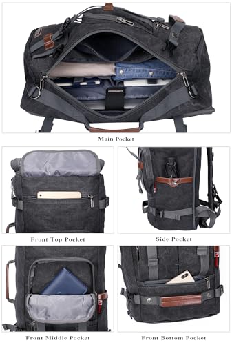 Image of WITZMAN Canvas Backpack for Man Vintage Travel Backpack Large Laptop Backpack Convertible Shoulder Rucksack