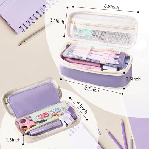 Image of Janhavi Initial Large Capacity Premium Oxford Cute Aesthetic Pencil Case Pouch Bag Special School Supplies Colored Stationery Organizer Gifts for Girls, Women, Adults