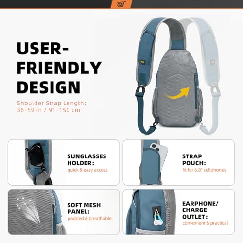 Image of SKYSPER Sling Bag RFID Crossbody Sling Backpack Cross Body Shoulder Bag Travel Hiking Daypack for Women Men(Slateblue)