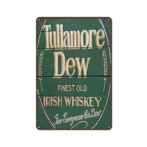 Tullamore Dew Irish Whiskey Logo Retro Wall Decor Bar Man Cave Metal Tin Sign Personalized Metal Tin Sign Print Decoration for festival Gifts for Friend Family,Retro Home Wall Art Decor 12×16 inch