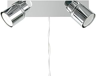 Modern Polished Chrome 2 Way Adjustable Wall Spotlight with Practical Plug, Cable and Switch