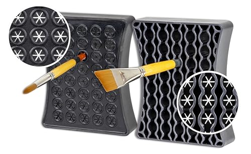 Image of ArtBin Black Brush Drying Rack & Organizer Set | Paint & Craft Brush Holder with Cleansing Mat & Mixing Tray | Durable Stain Resistant Design | Artist Brush Stand | 2 Piece Kit