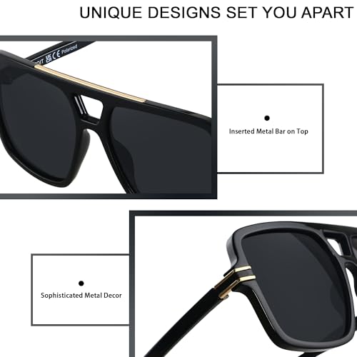 LYZOIT Retro Oversized Square Aviator Sunglasses Womens Polarized Trendy Big Large Rectangle Sun Glasses3