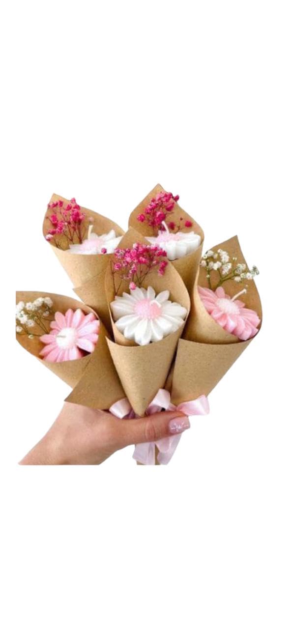 Flower Bouquet Candle Pack of -4 Rose-image-49