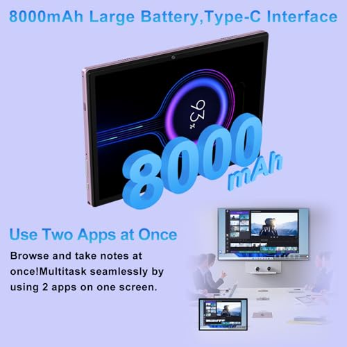Image of Android 15 Tablet, 30GB RAM + 128GB ROM 1TB TF, 2026 Tablet with Keyboard and Mouse, 10.1 inch Touchscreen, 8000mAh Battery, Incell Display, 2.0GHz, Gemini AI, 5G WiFi, BT 5.0, GPS - Metal Purple