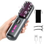 Spazzola Lisciante per Capelli 9600mAh, Spazzola Lisciante Senza Fili 40 Milioni di Ioni Negativi, Riscaldamento Rapido, Pettine Lisciante per Capelli per Viaggio, 4 Livelli di Temperatura (Grigio)
