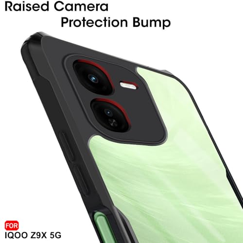 TheGiftKart Shockproof Crystal Clear Back Cover Case for iQOO Z9X 5G | 360 Degree Protection | Protective Design | Transparent Back Cover Case for iQOO Z9X 5G (PC & TPU, Black Bumper) 5 415JMUcFAnL