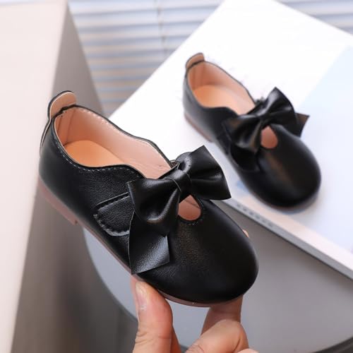 Girls Sneakers Fashionable Bow Small Leather Flat Soft Soled Dance Shoes for Kids3