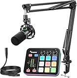 MAONO Gaming-Streaming-Equipment-Bundle: Audio-Interface-Mixer und dynamisches XLR-Mikrofon mit RGB-Rauschunterdrückung für Live-Streaming und Podcasting – MaonoCaster PD200XS & G1 NEO