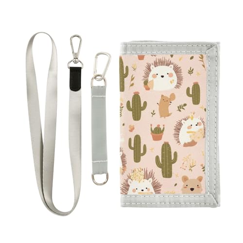 Hedgehogs Cute Cartoon purse cool gifts minimalistic purse with lanyard