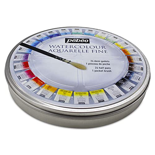 Aquarelle Fine Boite Ronde En Metal 24 D