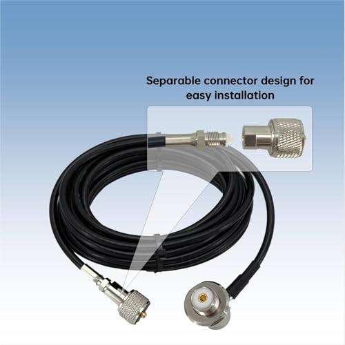 Image of Truck CB Antenna Mount,Heavy-Duty Aluminum Roll Bar Antenna Bracket with 20ft RG58 PL259 to SO239 Coax Cable for Truck Radio Antenna Installation