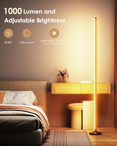 Image of Led Corner Lamp, 65 inch Color Changing Corner Lamp with Remote Control, Rgb Dimmable Music Sync Floor Lamp, Modern Smart Floor Lamp