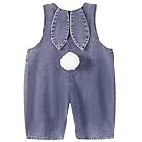 Generisch Latzhose Baby Ostern Hase Jeans Overall Mit Teddyfleece Pomp Neugeborenes Jumpsuit Ärmellos Baggy Strampler Weites Bein Einteiler Denim Dungarees Lässige Babykleidung
