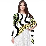 Bufanda de gasa ligera, suave, transparente, larga, para todas las estaciones, ananas comosus, rayas negras y blancas, Varios colores