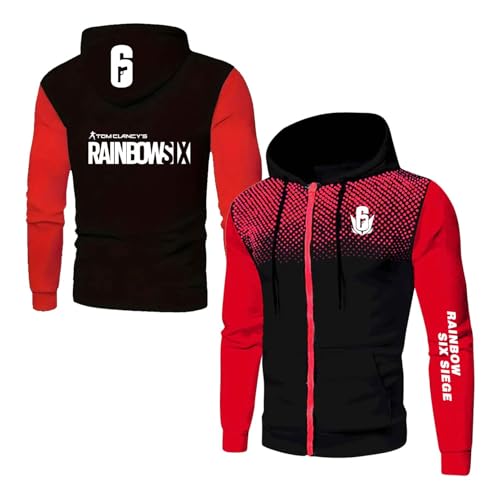 NXTBHDCW Sudadera con Capucha con Estampado para Hombre De R.a.in.bo.w S.IX S.ie.g.e Chaqueta De Primavera Y Otoño Remera con Retazos Sudadera con Capucha-HongS||S
