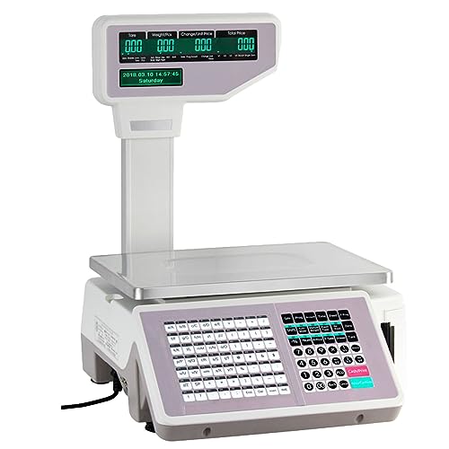 Báscula digital comercial con impresora térmica y pantalla doble miniatura 1
