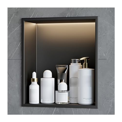 Douche en acier inoxydable gris 32x32 cm, niche encastrable étanche pour salle de bain