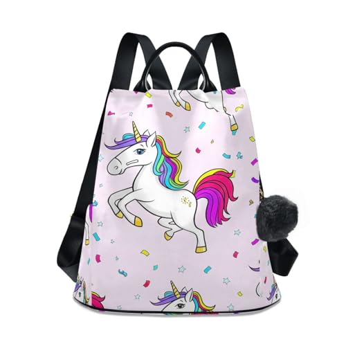 Sac à dos licorne ludique violet pastel sac de voyage femme sac antivol pompon