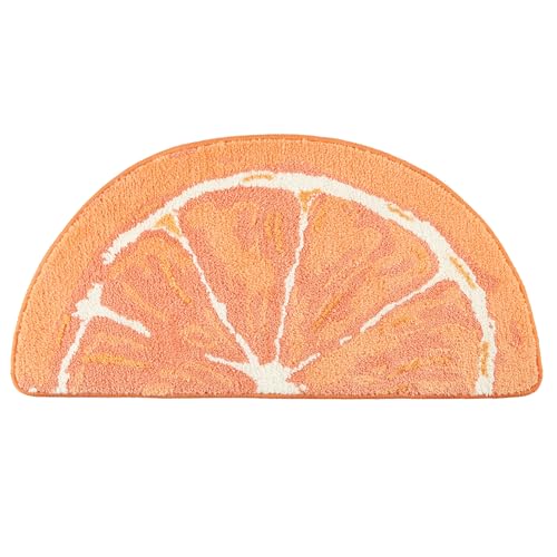 Tapis de bain orange absorbant antidérapant et lavable en machine 88cm