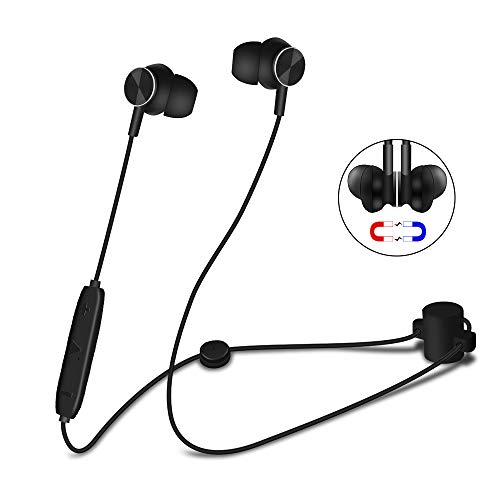 Auriculares Magnéticos Alitoo Bluetooth In Ear Cascos Deportivos Inálambrico con Micrófono, Hi-Fi Estéreo Cancelación de Ruido Música Auricular Correr con Manos Libres para Running Gym(Black)
