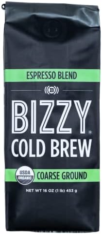 Bizzy Organic Cold Brew Coffee | Espresso Blend | Coarse Ground Coffee | Micro Sifted | Specialty Grade | 100% Arabica | 1 LB