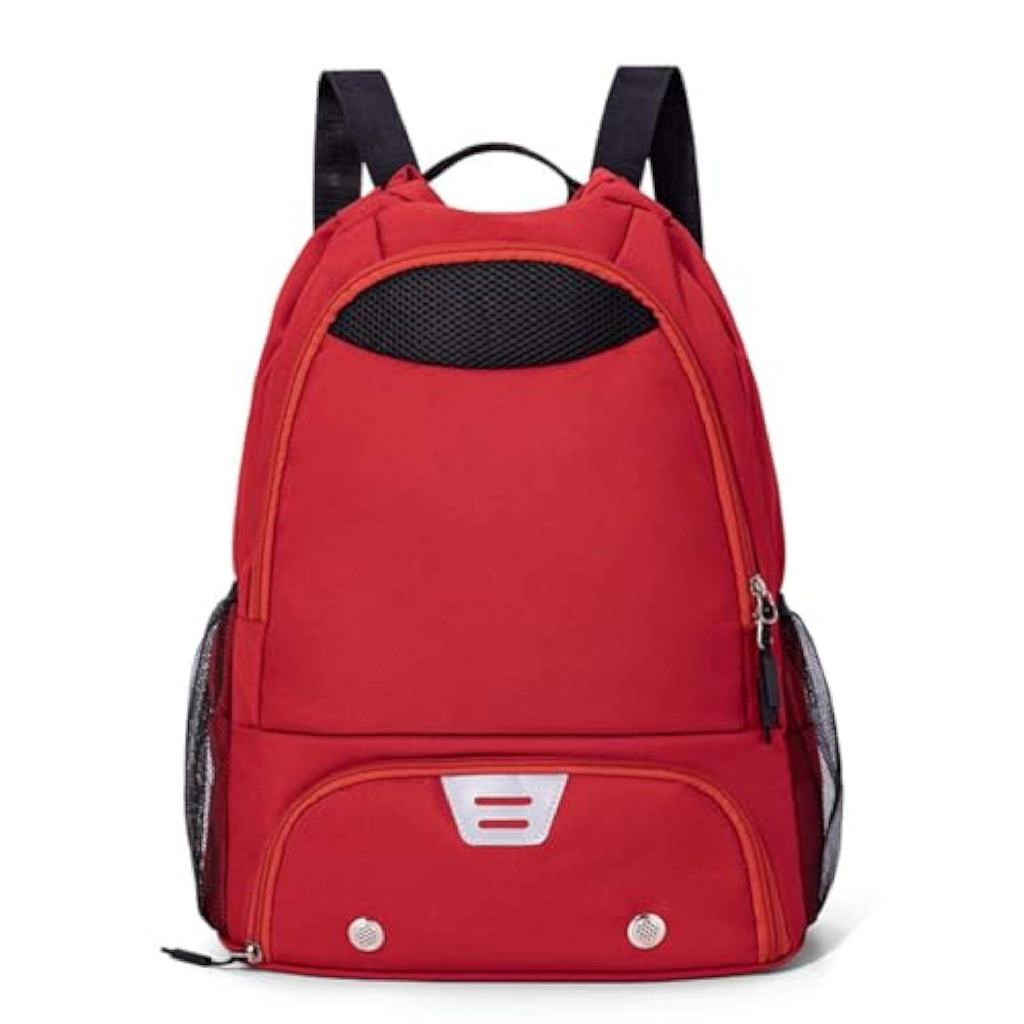 Drawstring Basketball Backpack Zipper Gym Bag, Red
