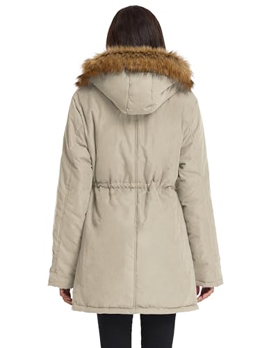Women's Winter Thicken Coat Warm Jacket Fleece Parkas Anroaks Coats Apricot 3XL