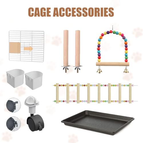 image for SNAAT Bird Cage Parakeet Cage with Bird Toys & Slide-Out Tray, Wooden 