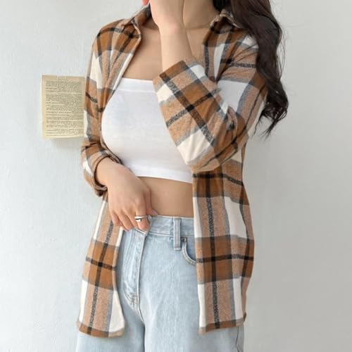 Women Casual Plaid Shirt Long Sleeve Button-Up Shirt for Daily Wear3