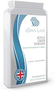 Apple Cider Vinegar 500mg  120 Capsules  Premium Quality ACV Supplement Rich in Acetic Acid and Pectins  No GMOs, UK Manufactured to GMP Code of Practice