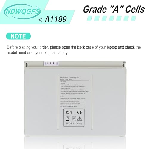 Image of New A1189 Laptop Battery for Apple MacBook Pro 17-inch Series A1151 A1212 A1261 A1229 MA458 MA458 /A MA458G /A MA458J /A MA092 MA611 MB166B (Small, Silver) 1