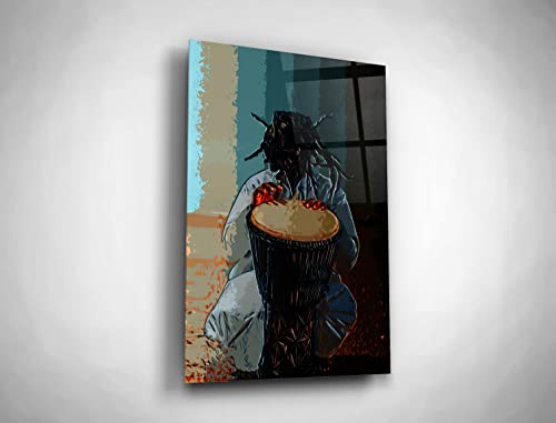 Ethnic Street Musician Wall Art Traditional Folklore Drum Player Gift Cultural Art Moroccan Decor Arabic City Aesthetic Urban Painting Music Lover Gift Idea Glass Canvas Print #TOP28