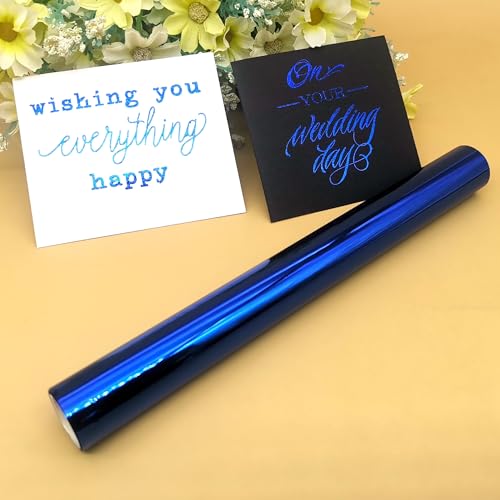 Alinacutle Blue Color Laser Toner Reactive Foil Roll Metallic Transfer Hot Foil Sheet for Scrapbooking Paper Crafts/Planner/Invitation, 7.60IN Width,16.40FT Length,1/PK