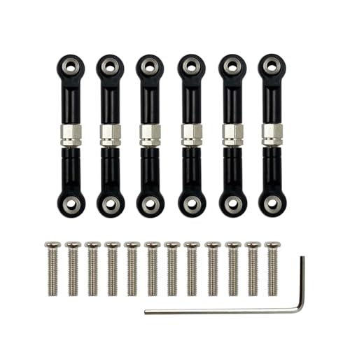 Rc Special Connecting Rod for Wltoys A949 A959 A969 A979 K929 1/18 6Pcs Adjustable Metal Linkage Pull Rod Servo Link Rc CRA Parts Accessories Replacement and Use(Black)