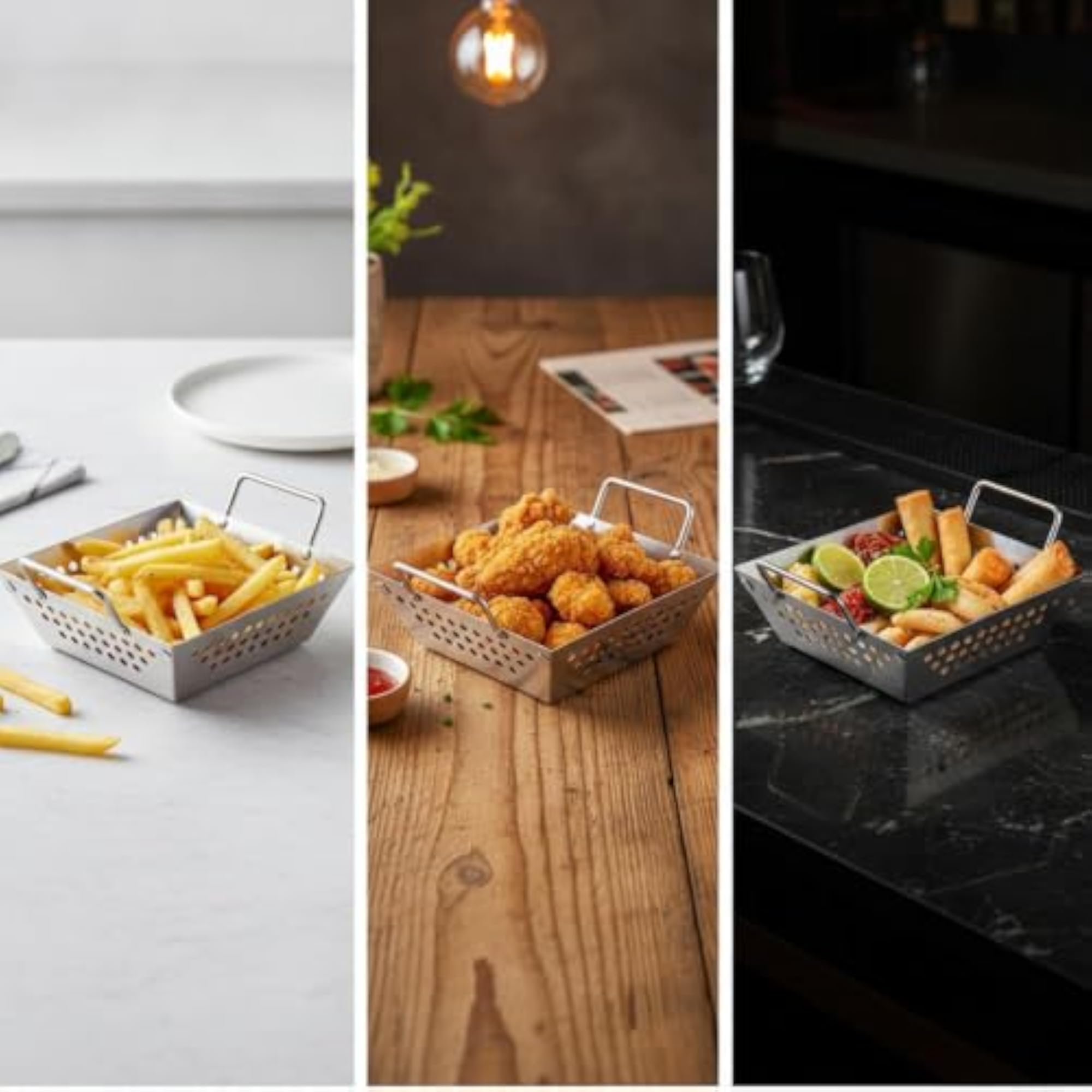 Stainless Steel Food Presentation Basket Serving Tray