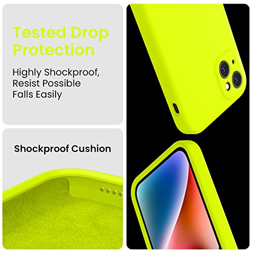 Image of FireNova Designed for iPhone 13 Case, Silicone Upgraded [Camera Protection] Phone Case, Soft Anti-Scratch Microfiber Lining Inside, 6.1 inch, Fluorescent Green